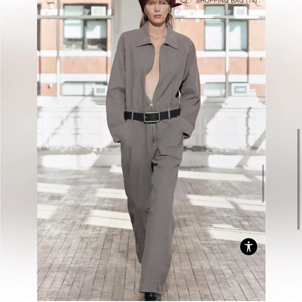 NWT ZARA ZARA LONG BELTED JUMPSUIT COLLECTION  SIZE L 🚨PRICE FIRM NO DISCOUNT